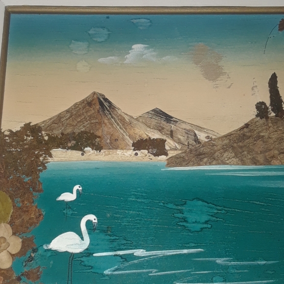 Vintage AMAZING painting made with tree bark, etc - Picture 6 of 8